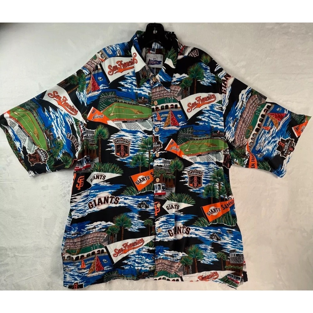 Reyn Sports SF‎ Giants Mens XL Shirt MLB 2014 Rayon Black Reyn Spooner